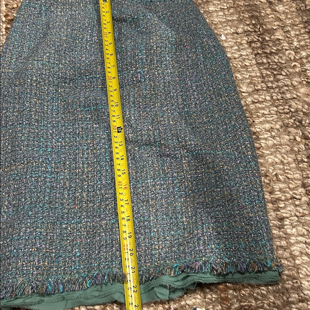 Lillie Rubin Teal Tweed Two Piece Skirt Blazer Set Size 2 - Picture 14 of 15